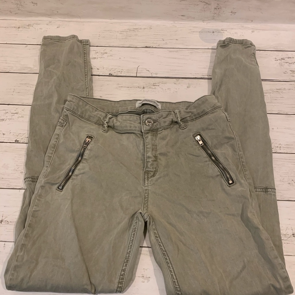 Zara jeans green size US 4 XS zippers skinny - Picture 3 of 9